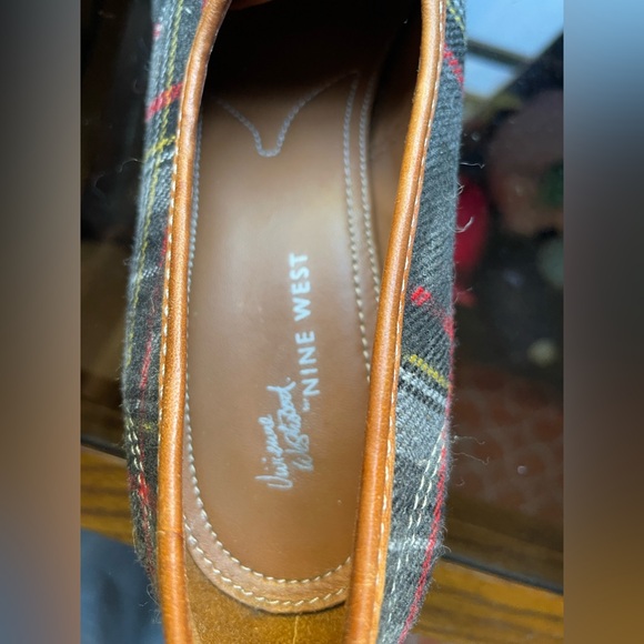 VIVIENNE WESTWOOD for Nine West TARTAN PLAID Fabric & Leather Tie Heels Size 9.5 - Picture 7 of 11